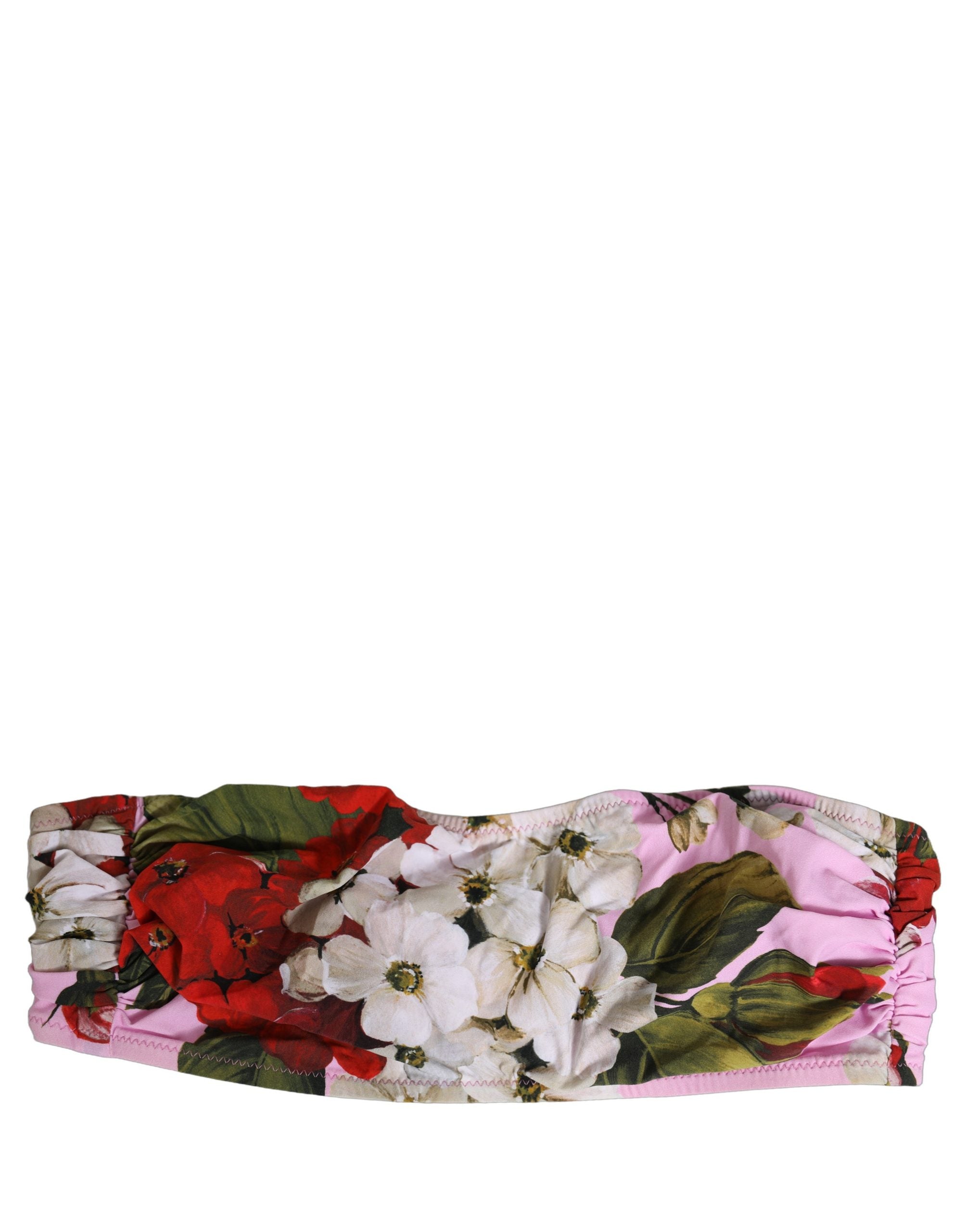 Dolce & Gabbana Dolce & Gabbana Pink Floral Print Bandeau Beachwear Bikini Women's Top