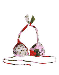 Dolce & Gabbana Dolce & Gabbana Pink Floral Print Triangle Beachwear Bikini Women's Top