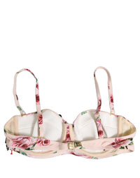 Dolce & Gabbana Dolce & Gabbana Pink Floral Print Underwire Beachwear Bikini Women's Top