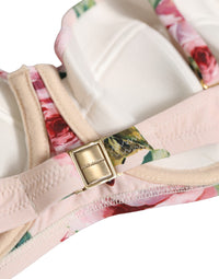 Dolce & Gabbana Dolce & Gabbana Pink Floral Print Underwire Beachwear Bikini Women's Top