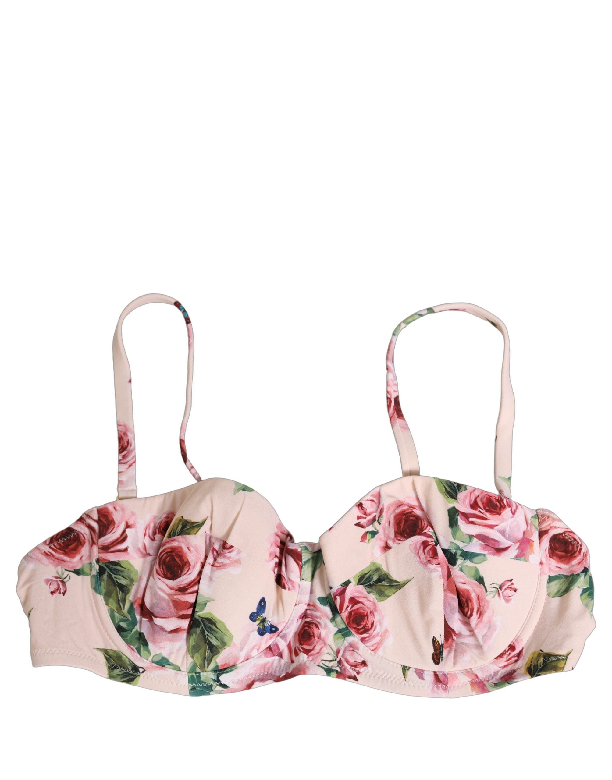 Dolce & Gabbana Dolce & Gabbana Pink Floral Print Underwire Beachwear Bikini Women's Top