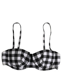 Dolce & Gabbana Dolce & Gabbana Black White Gingham Check Beachwear Bikini Women's Top