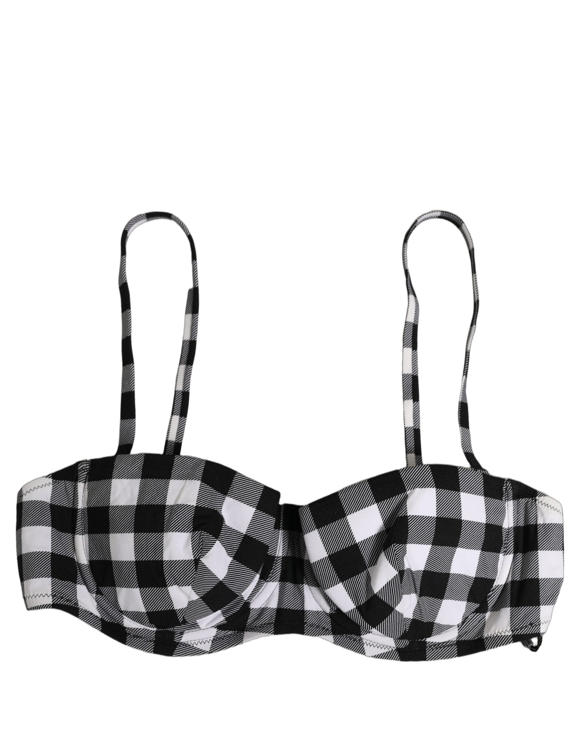 Dolce & Gabbana Dolce & Gabbana Black White Gingham Check Beachwear Bikini Women's Top