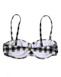 Dolce & Gabbana Dolce & Gabbana Black White Gingham Check Beachwear Bikini Women's Top