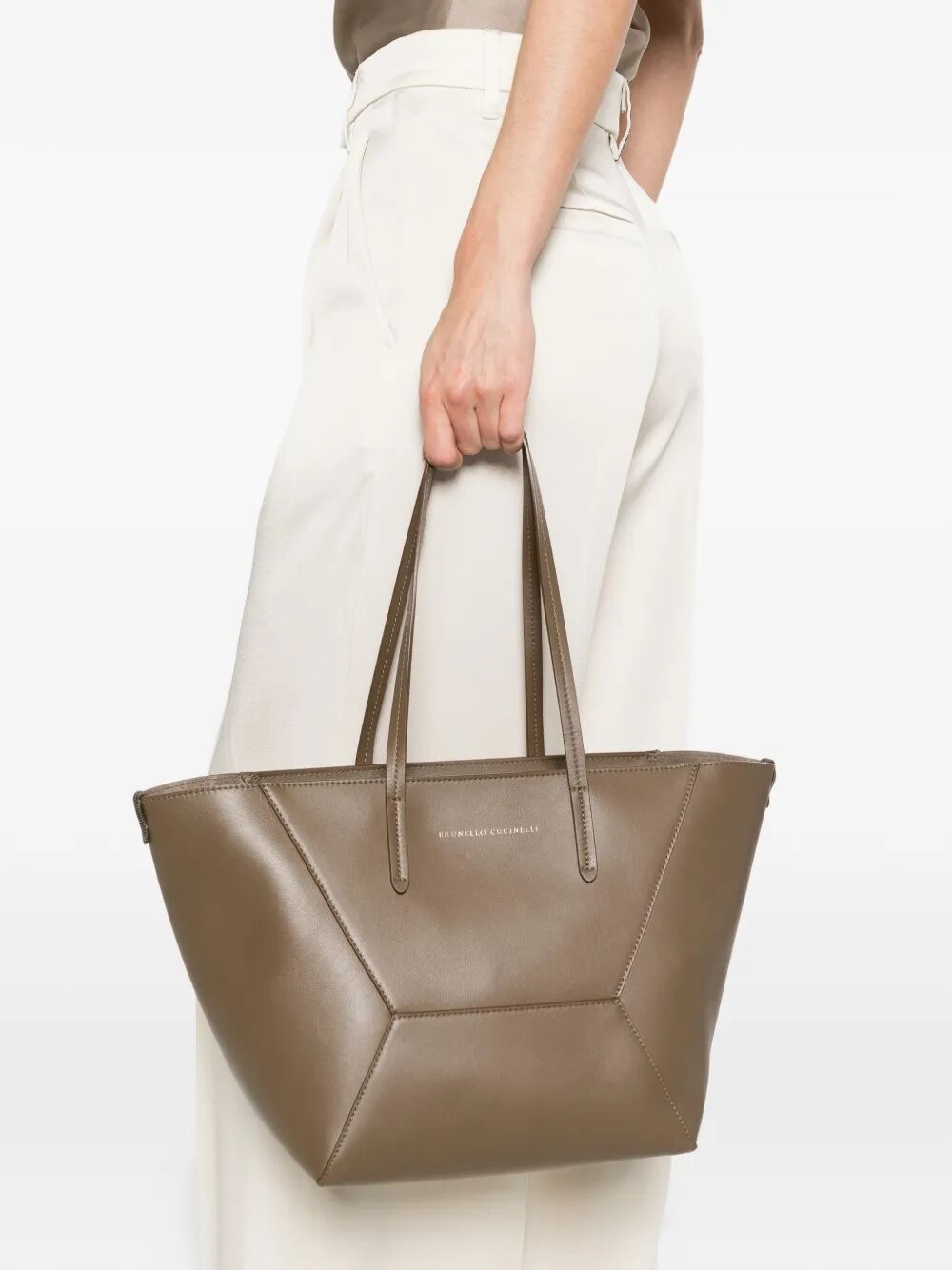 Brunello Cucinelli Women Leather Tote Bag With Pouch