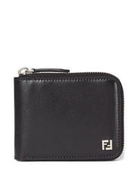 FENDI Leather Compact Wallet With Zip And Ff Logo Women