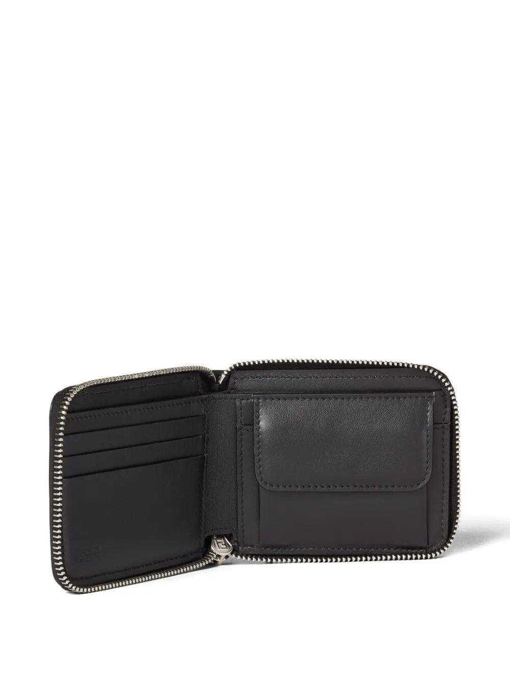 FENDI Leather Compact Wallet With Zip And Ff Logo Women