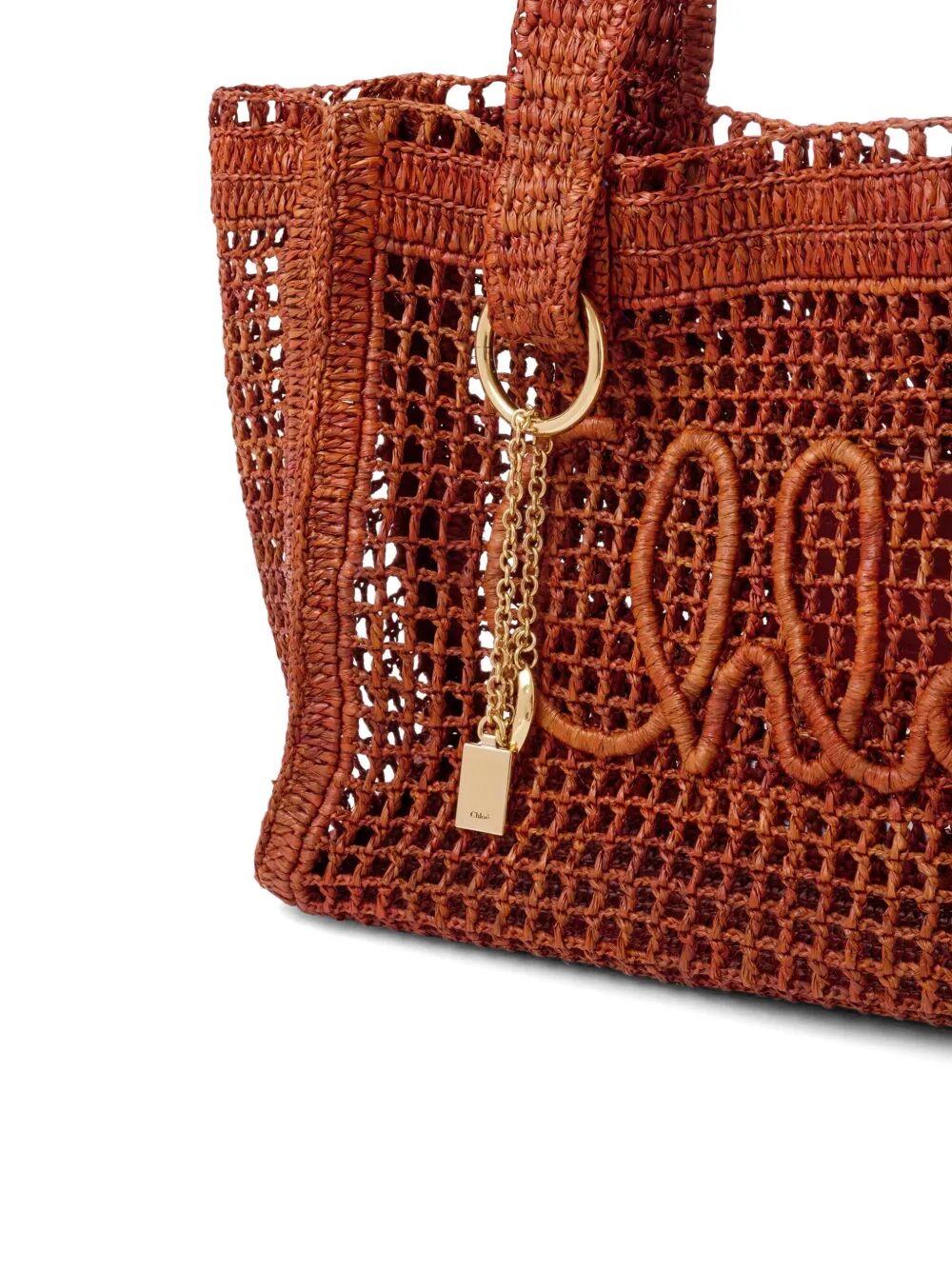 Chloe Women Summer Banana East-West Tote Bag In Raffia