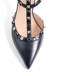 Valentino Garavani Women Rockstud 65 Pumps In Laminated Nappa Leather With Cabochon