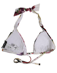 Dolce & Gabbana Dolce & Gabbana White Floral Print Triangle Beachwear Bikini Women's Top