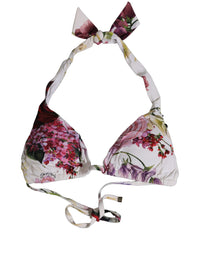 Dolce & Gabbana Dolce & Gabbana White Floral Print Triangle Beachwear Bikini Women's Top