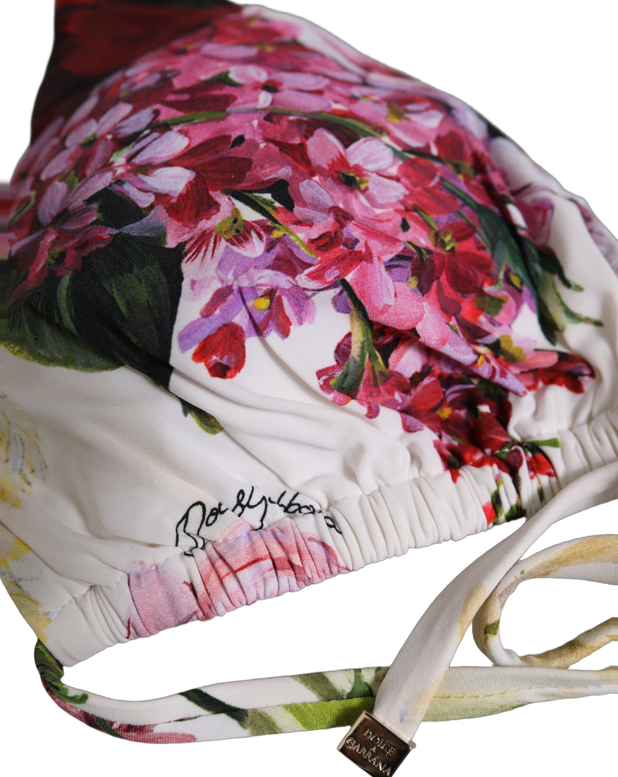Dolce & Gabbana Dolce & Gabbana White Floral Print Triangle Beachwear Bikini Women's Top