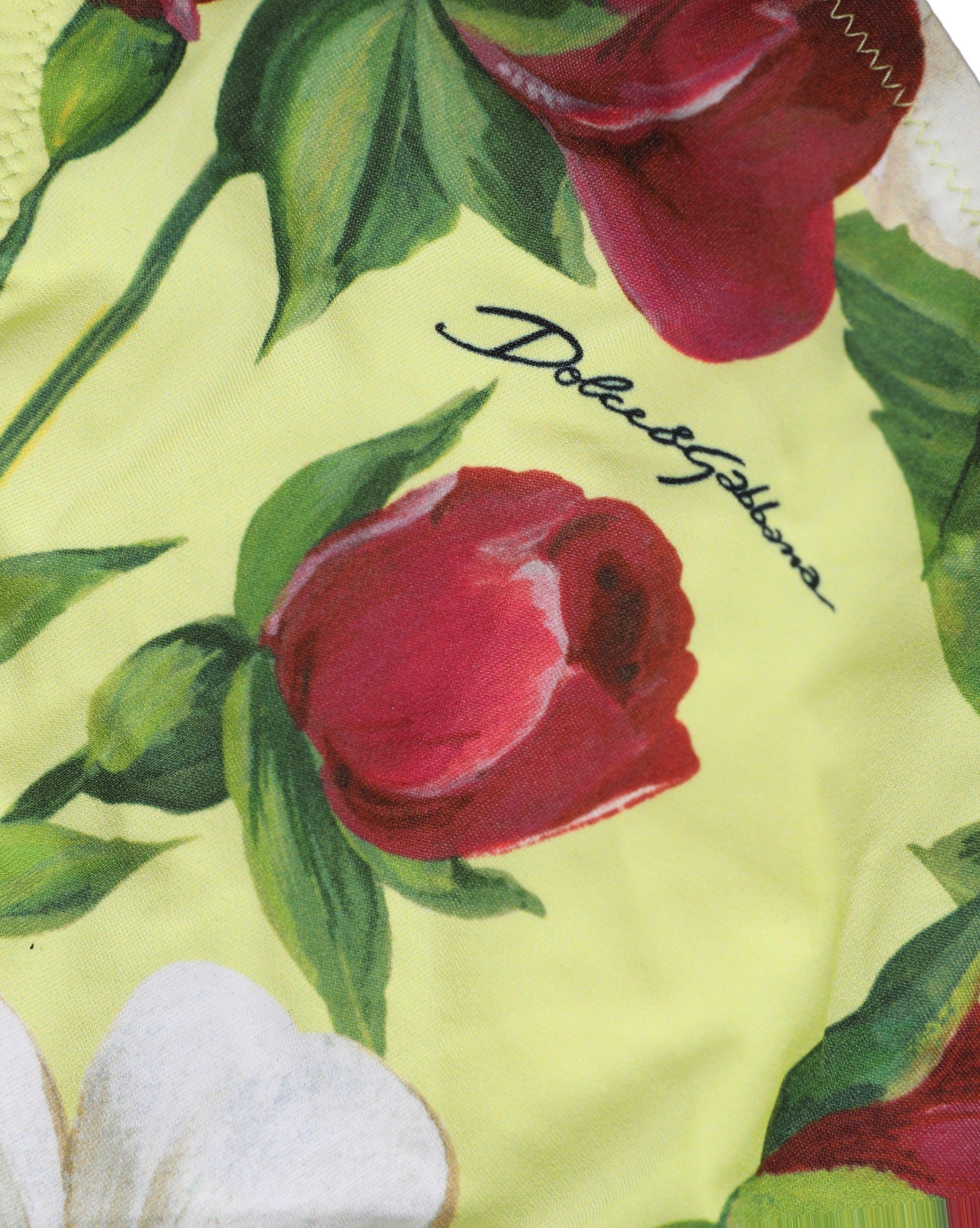 Dolce & Gabbana Dolce & Gabbana Yellow Floral Print Nylon Beachwear Bikini Women's Bottom