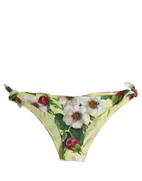 Dolce & Gabbana Dolce & Gabbana Yellow Floral Print Nylon Beachwear Bikini Women's Bottom