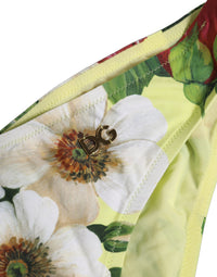 Dolce & Gabbana Dolce & Gabbana Yellow Floral Print Nylon Beachwear Bikini Women's Bottom