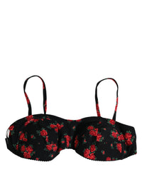 Dolce & Gabbana Dolce & Gabbana Black Floral Print Underwire Beachwear Bikini Women's Top