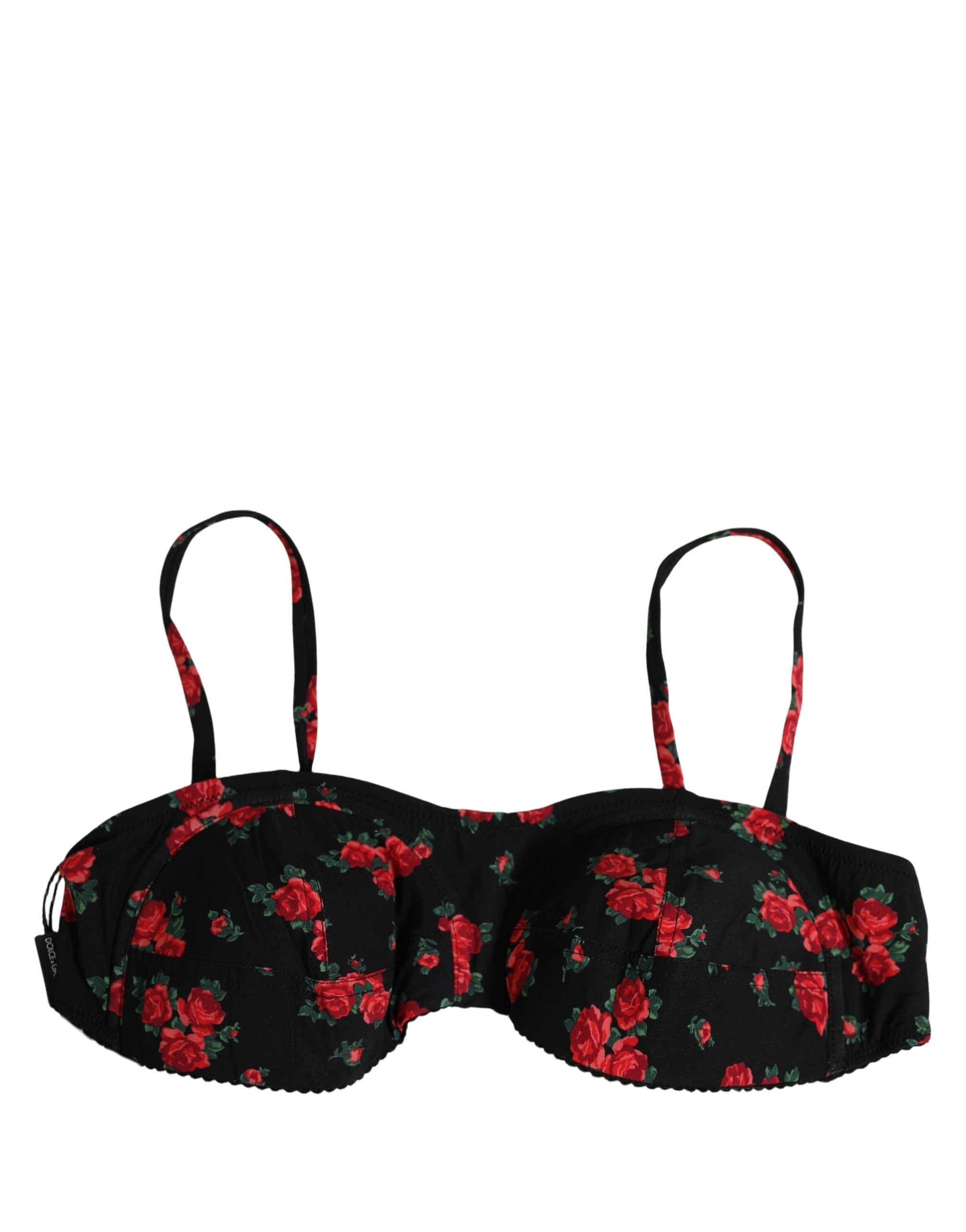 Dolce & Gabbana Dolce & Gabbana Black Floral Print Underwire Beachwear Bikini Women's Top