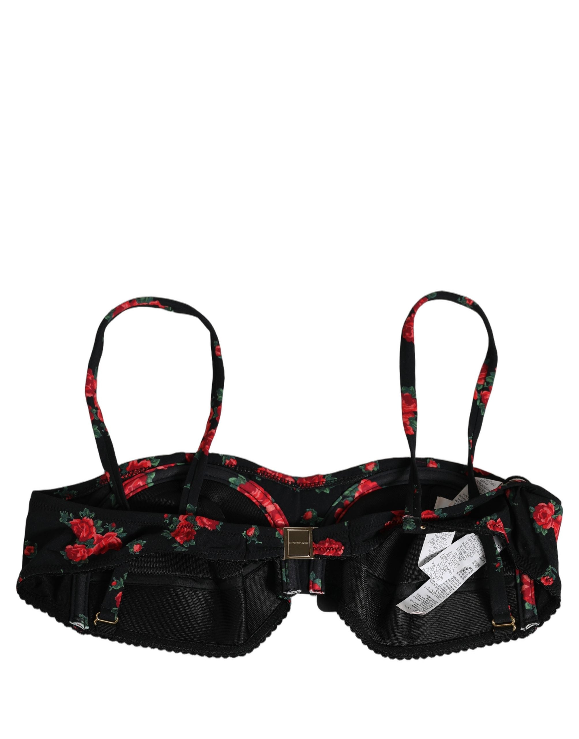 Dolce & Gabbana Dolce & Gabbana Black Floral Print Underwire Beachwear Bikini Women's Top