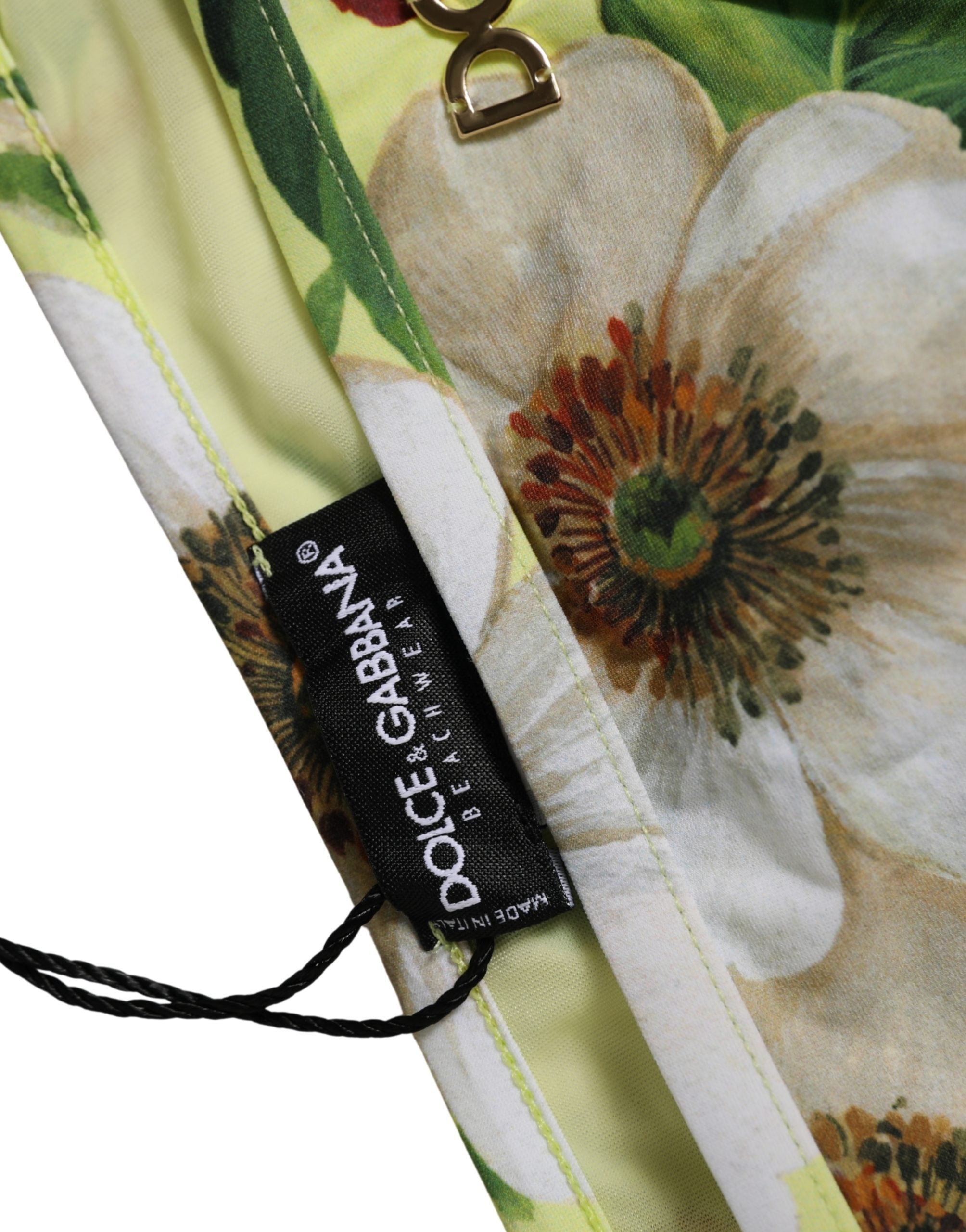 Dolce & Gabbana Dolce & Gabbana Yellow Floral Print Nylon Beachwear Bikini Women's Bottom