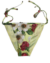 Dolce & Gabbana Dolce & Gabbana Yellow Floral Print Nylon Beachwear Bikini Women's Bottom