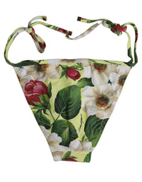 Dolce & Gabbana Dolce & Gabbana Yellow Floral Print Nylon Beachwear Bikini Women's Bottom