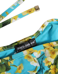 Dolce & Gabbana Dolce & Gabbana Blue Floral Print Nylon Beachwear Bikini Women's Bottom