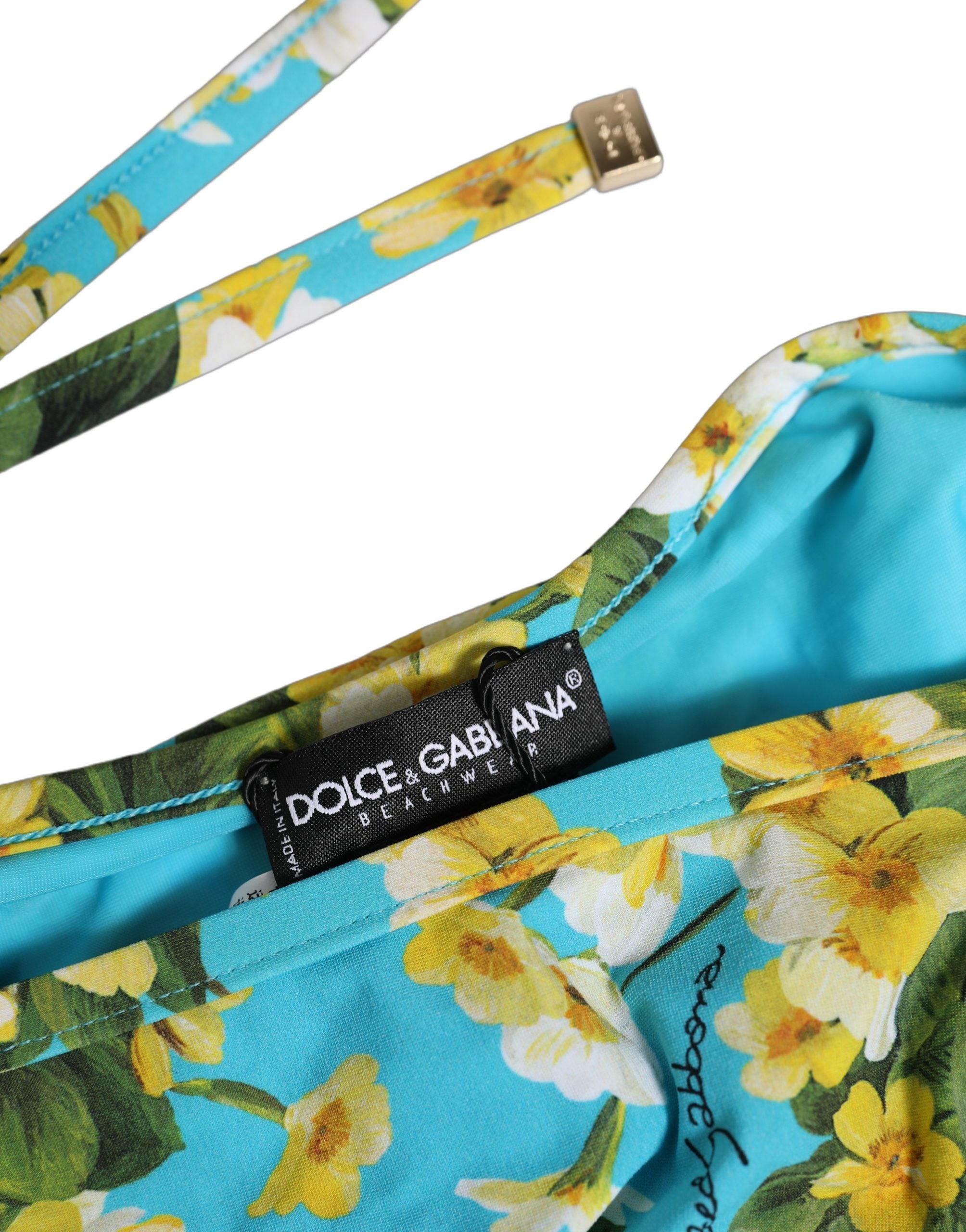 Dolce & Gabbana Dolce & Gabbana Blue Floral Print Nylon Beachwear Bikini Women's Bottom