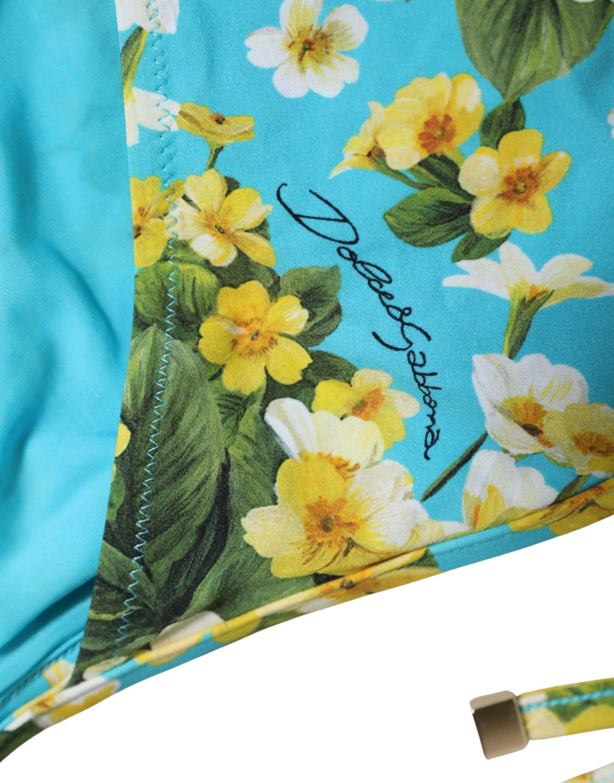 Dolce & Gabbana Dolce & Gabbana Blue Floral Print Nylon Beachwear Bikini Women's Bottom