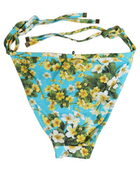 Dolce & Gabbana Dolce & Gabbana Blue Floral Print Nylon Beachwear Bikini Women's Bottom