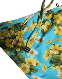 Dolce & Gabbana Dolce & Gabbana Blue Floral Print Nylon Beachwear Bikini Women's Bottom