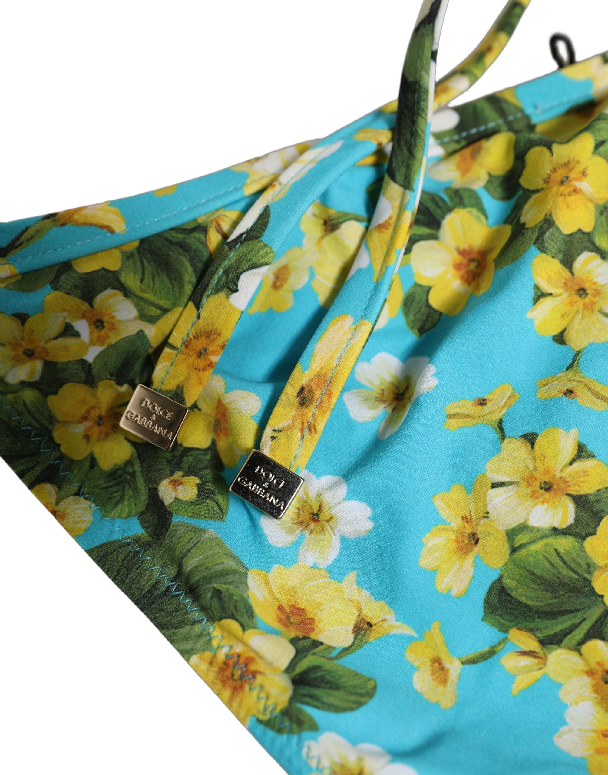 Dolce & Gabbana Dolce & Gabbana Blue Floral Print Nylon Beachwear Bikini Women's Bottom
