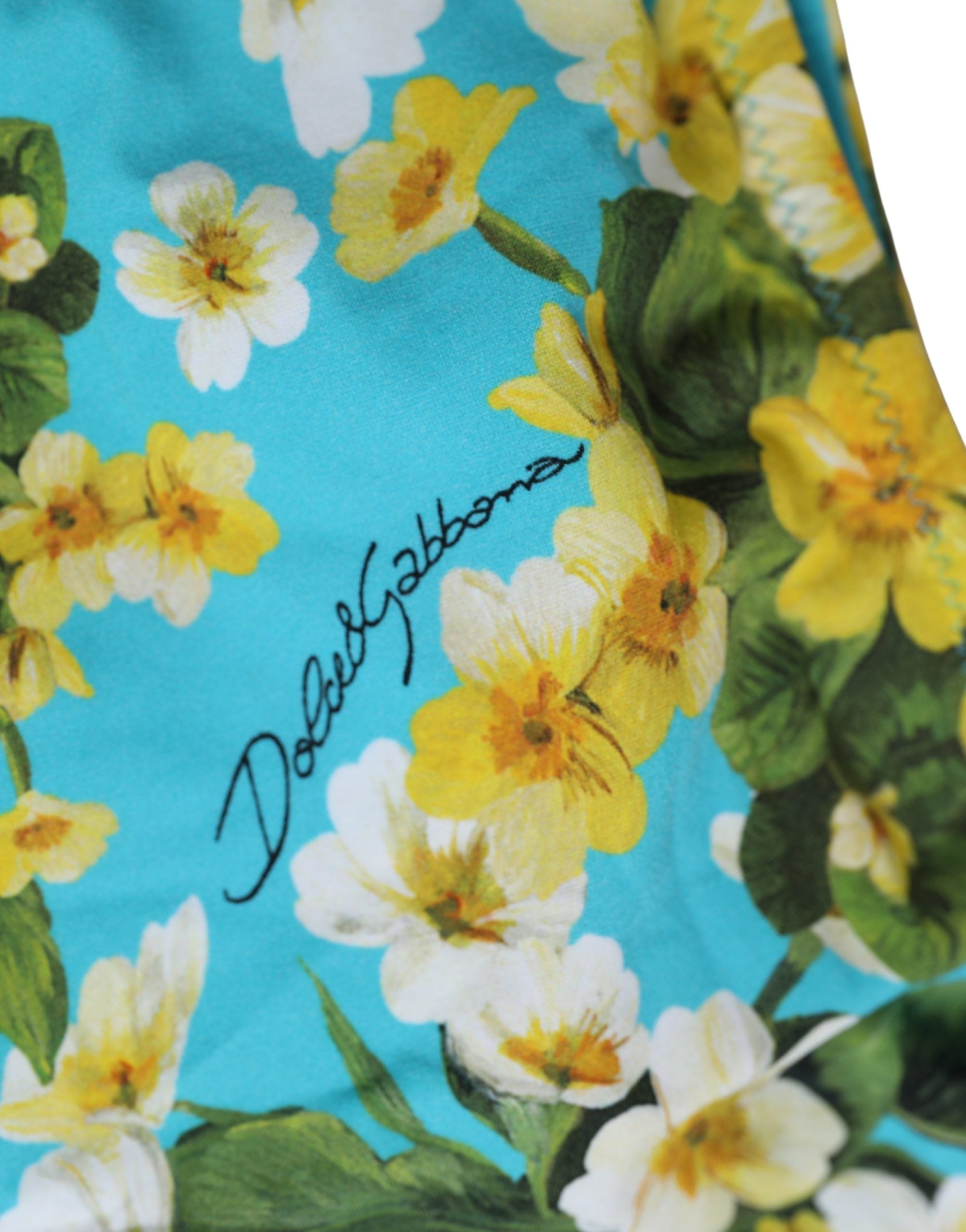Dolce & Gabbana Dolce & Gabbana Blue Floral Print Nylon Beachwear Bikini Women's Bottom