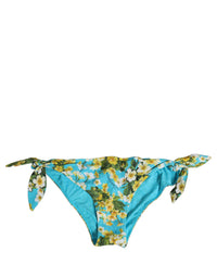 Dolce & Gabbana Dolce & Gabbana Blue Floral Print Nylon Beachwear Bikini Women's Bottom