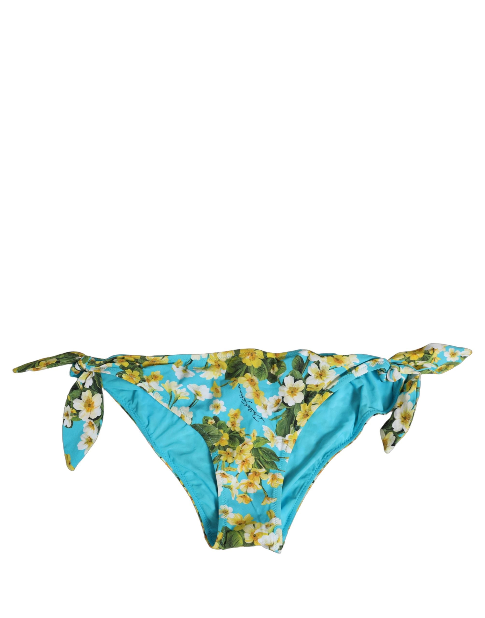 Dolce & Gabbana Dolce & Gabbana Blue Floral Print Nylon Beachwear Bikini Women's Bottom