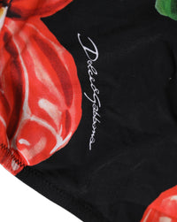 Dolce & Gabbana Dolce & Gabbana Black Floral Print Nylon Beachwear Bikini Women's Bottom