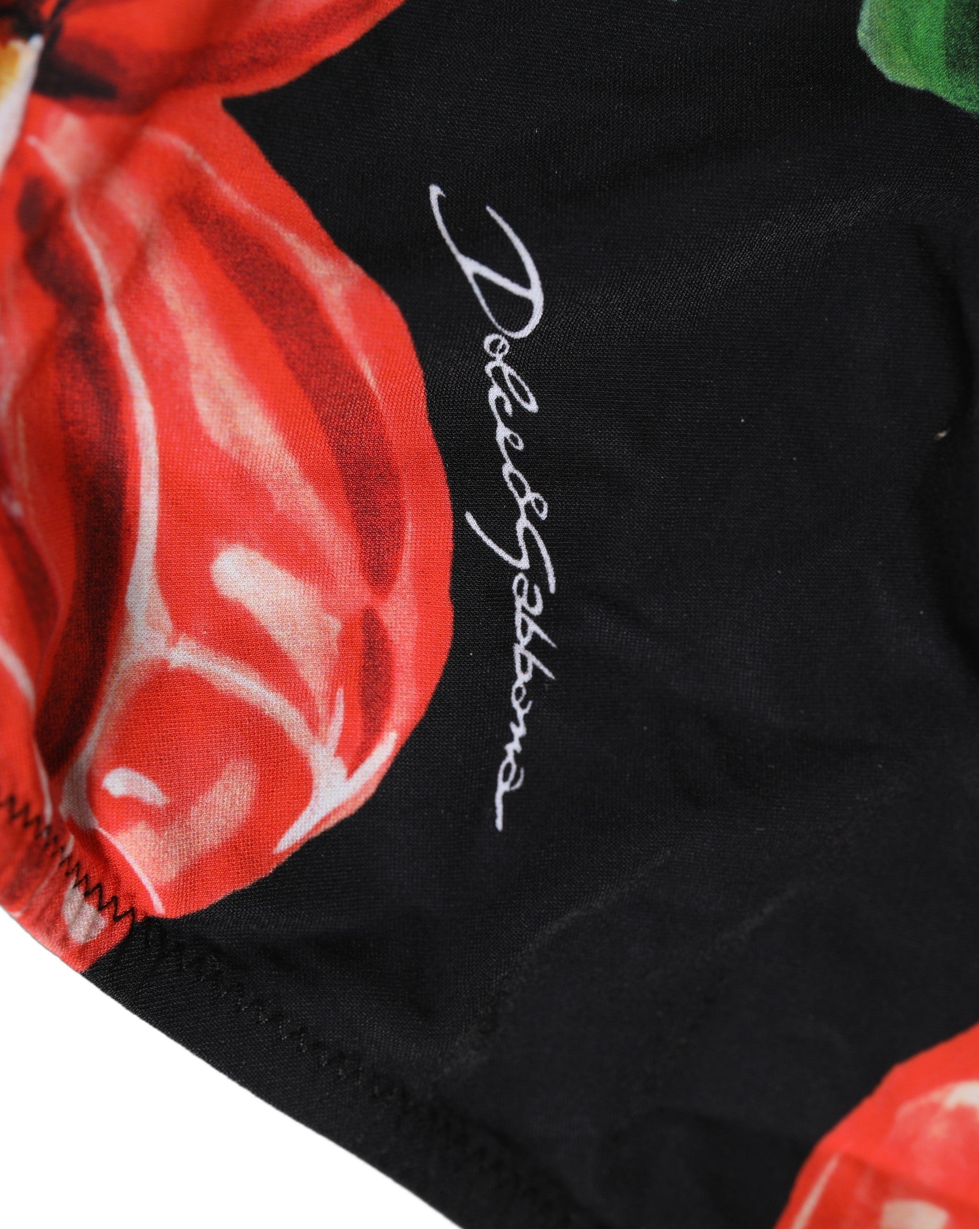 Dolce & Gabbana Dolce & Gabbana Black Floral Print Nylon Beachwear Bikini Women's Bottom
