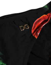 Dolce & Gabbana Dolce & Gabbana Black Floral Print Nylon Beachwear Bikini Women's Bottom