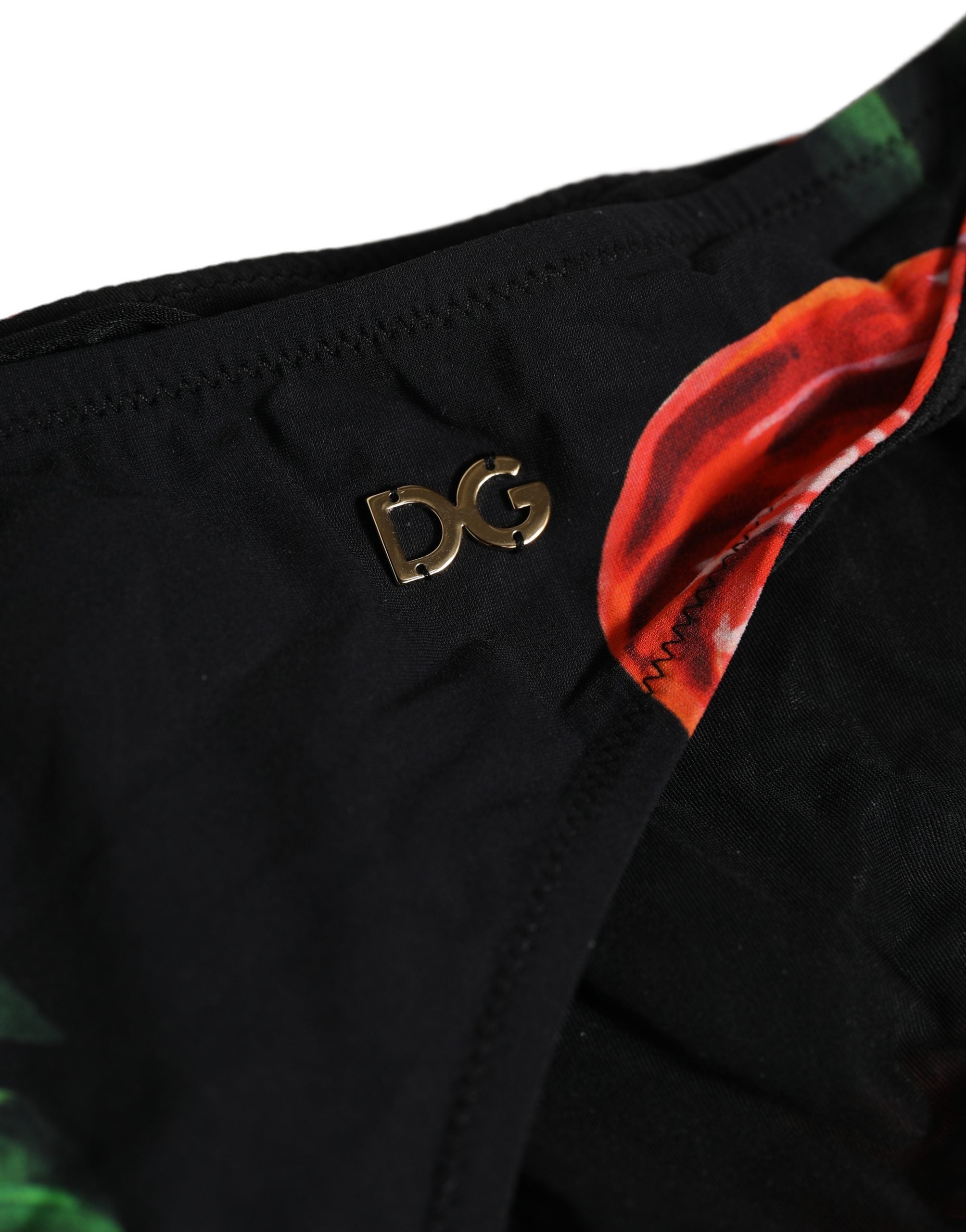Dolce & Gabbana Dolce & Gabbana Black Floral Print Nylon Beachwear Bikini Women's Bottom