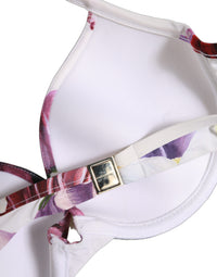 Dolce & Gabbana Dolce & Gabbana White Floral Print Nylon Beachwear Bikini Women's Top
