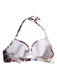 Dolce & Gabbana Dolce & Gabbana White Floral Print Nylon Beachwear Bikini Women's Top