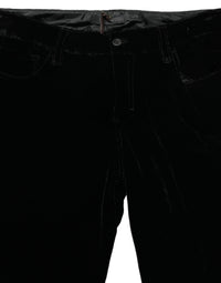 Ermanno Scervino Black Viscose Blend Velvet Slim Fit Women's Pants