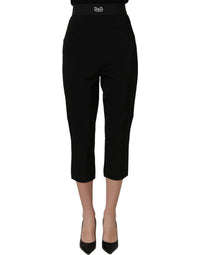 Dolce & Gabbana Black Viscose High Waist Capri Trouser Women's Pants