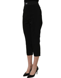 Dolce & Gabbana Black Viscose High Waist Capri Trouser Women's Pants