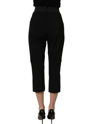 Dolce & Gabbana Black Viscose High Waist Capri Trouser Women's Pants