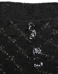 Dolce & Gabbana Black High Waist Sheer Floral Lace Women's Shorts