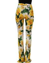 Dolce & Gabbana Multicolor Floral High Waist Straight Women's Pants