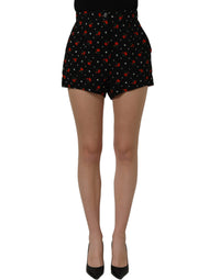 Dolce & Gabbana Black Floral High Rise Women Hot Pants Women's Shorts