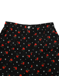 Dolce & Gabbana Black Floral High Rise Women Hot Pants Women's Shorts