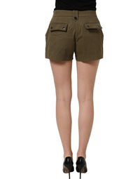 Dolce & Gabbana Green Cotton Mid Rise Cargo Hot Pants Women's Shorts
