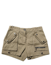 Dolce & Gabbana Green Cotton Mid Rise Cargo Hot Pants Women's Shorts